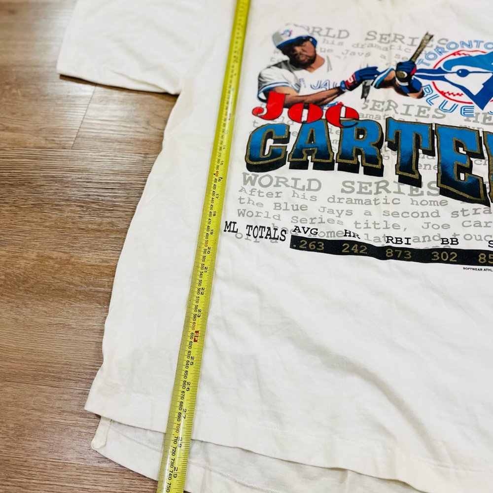 VTG 1990s Toronto Blue Jays Joe Carter pre owned graphic t shirt World Series - Picture 7 of 14